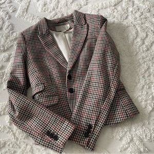 H&M/EUC Jacket Blazer Tartan Wool Blend